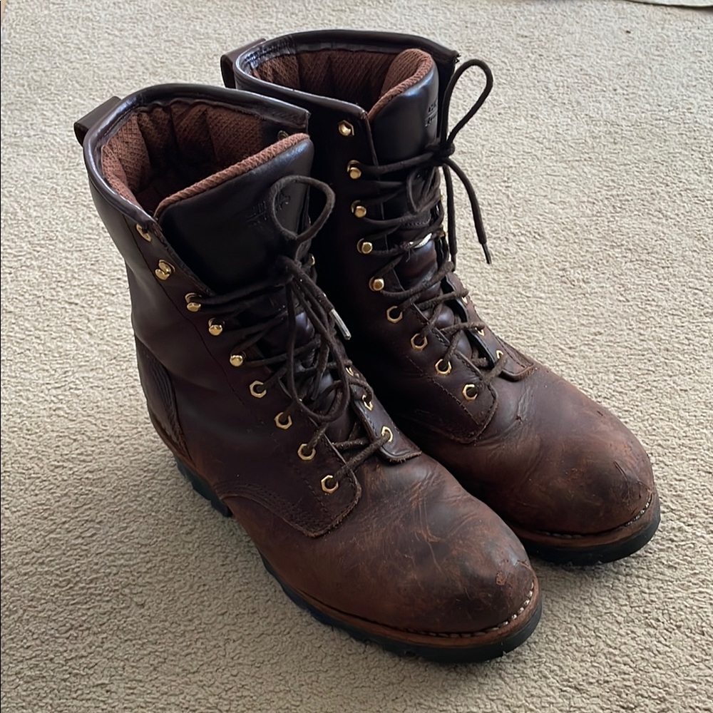 Chippewa logger boots size 10